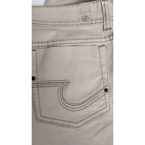 Jordache Pants Womens 13/14 Cream Color Brown Stitching Cropped Cuffed Mid Rise - Picture 6 of 11